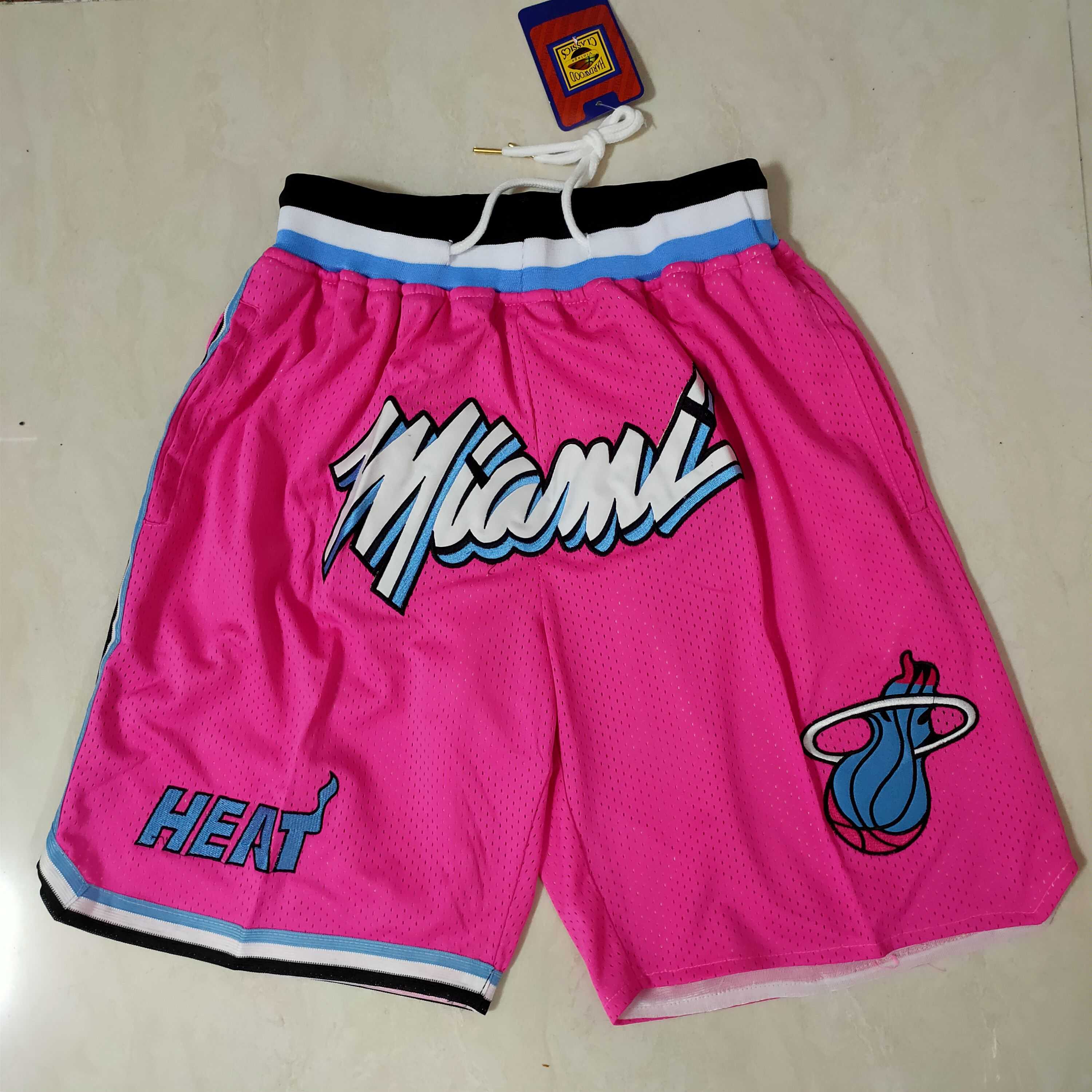 Men NBA 2021 Miami Heat Pink Shorts